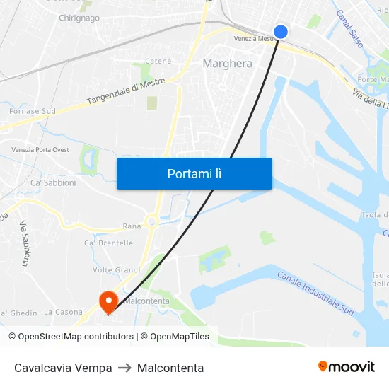 Cavalcavia Vempa to Malcontenta map