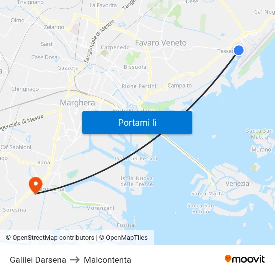 Galilei Darsena to Malcontenta map
