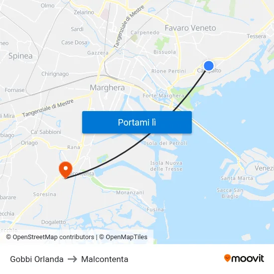 Gobbi Orlanda to Malcontenta map