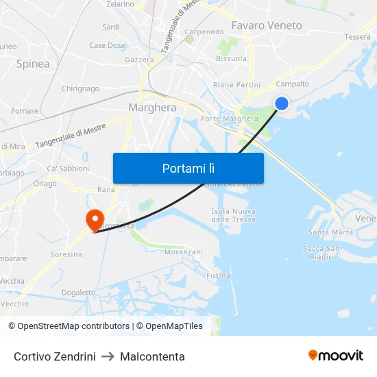Cortivo Zendrini to Malcontenta map