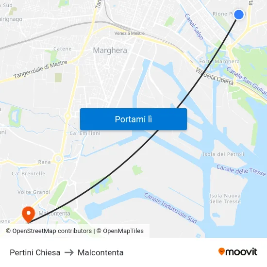 Pertini Chiesa to Malcontenta map