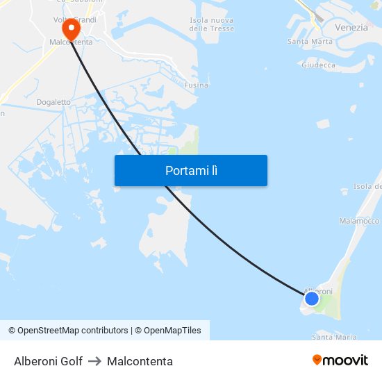 Alberoni Golf to Malcontenta map