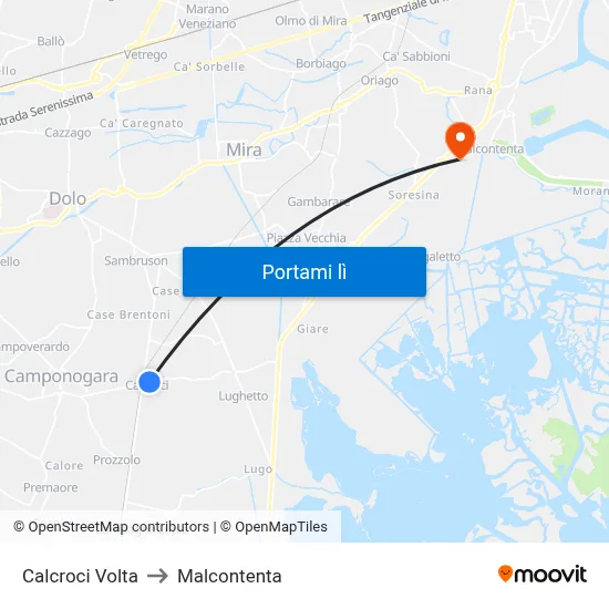 Calcroci Volta to Malcontenta map