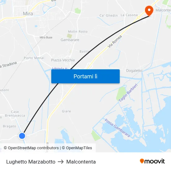 Lughetto Marzabotto to Malcontenta map
