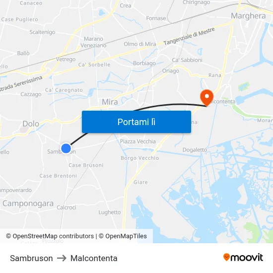 Sambruson to Malcontenta map