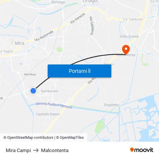 Mira Campi to Malcontenta map