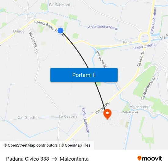 Padana Civico 338 to Malcontenta map