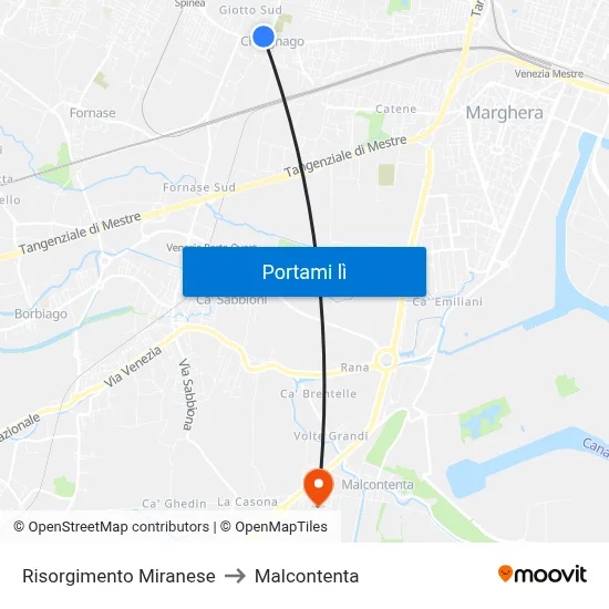 Risorgimento Miranese to Malcontenta map