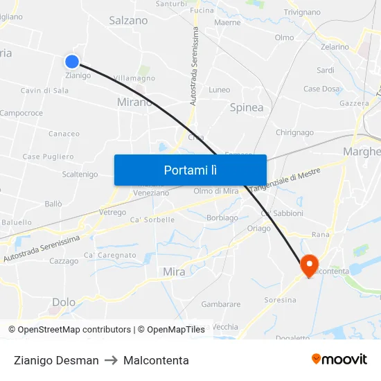 Zianigo Desman to Malcontenta map