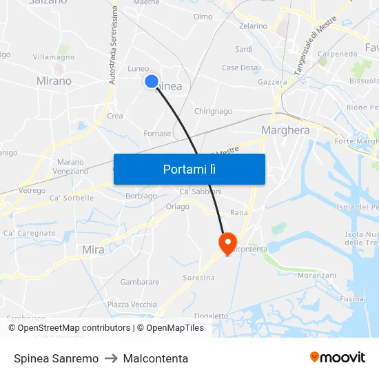 Spinea Sanremo to Malcontenta map