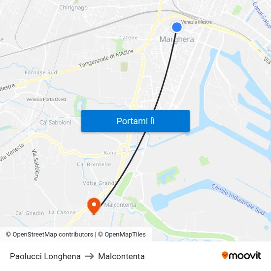 Paolucci Longhena to Malcontenta map