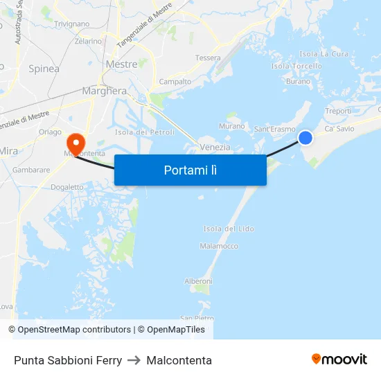 Punta Sabbioni Ferry to Malcontenta map