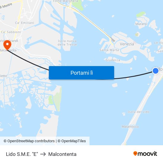 Lido S.M.E. "E" to Malcontenta map