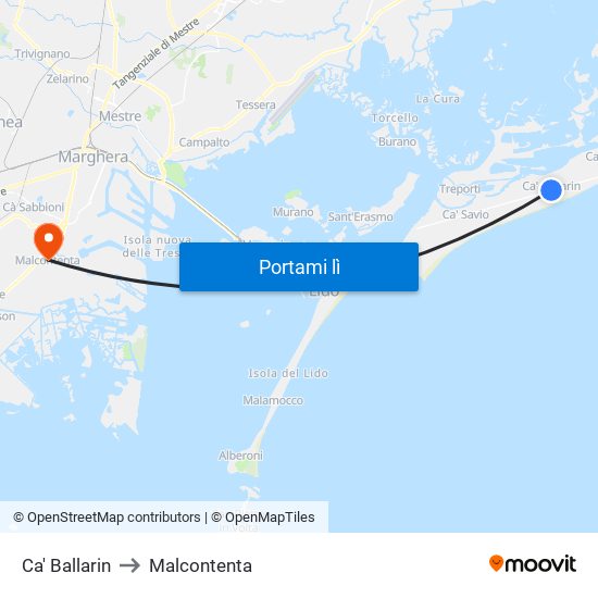 Ca' Ballarin to Malcontenta map