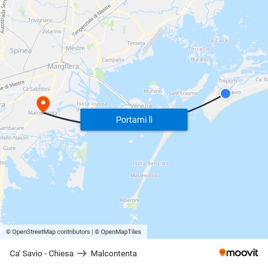 Ca' Savio - Chiesa to Malcontenta map