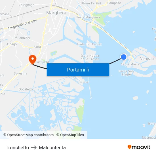 Tronchetto to Malcontenta map