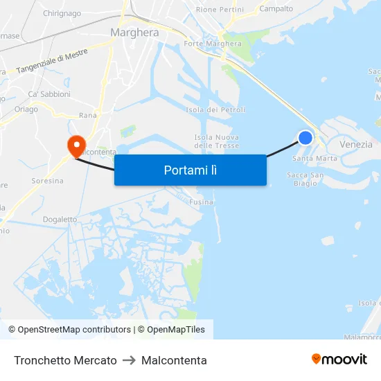Tronchetto Mercato to Malcontenta map