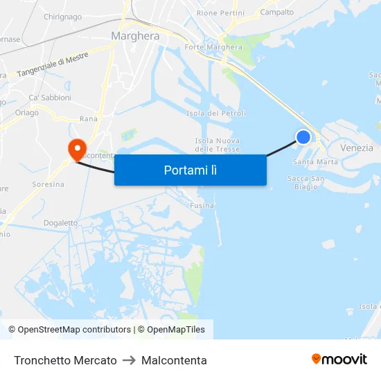 Tronchetto Mercato to Malcontenta map