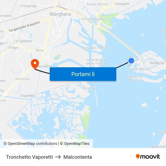 Tronchetto Vaporetti to Malcontenta map