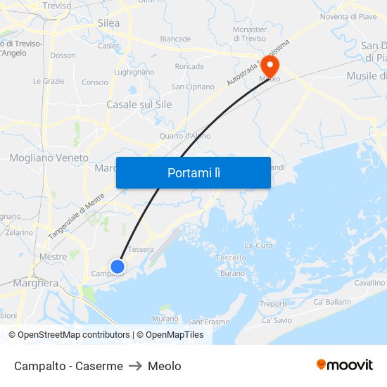 Campalto - Caserme to Meolo map