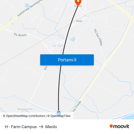 H - Farm Campus to Meolo map