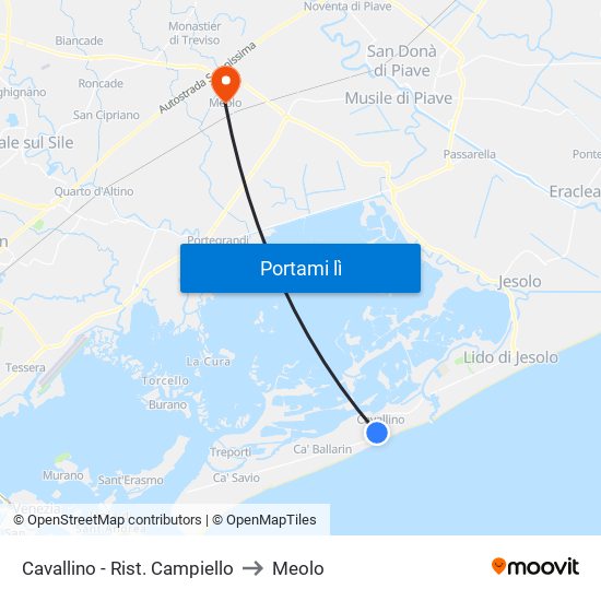 Cavallino - Rist. Campiello to Meolo map