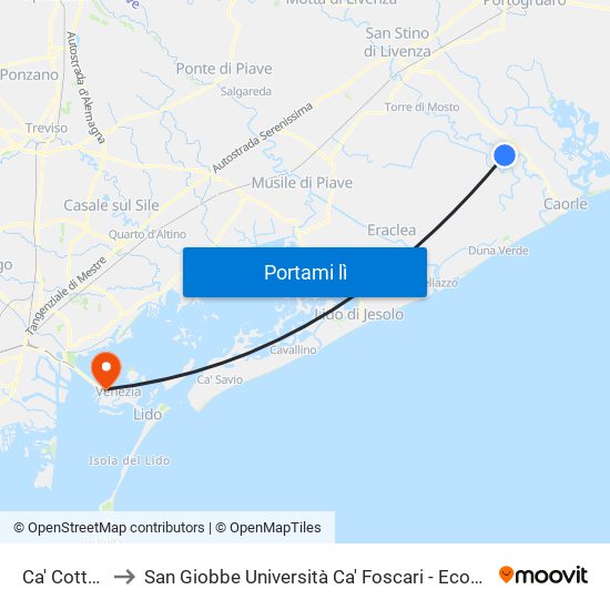 Ca' Cottoni to San Giobbe Università Ca' Foscari - Economia map