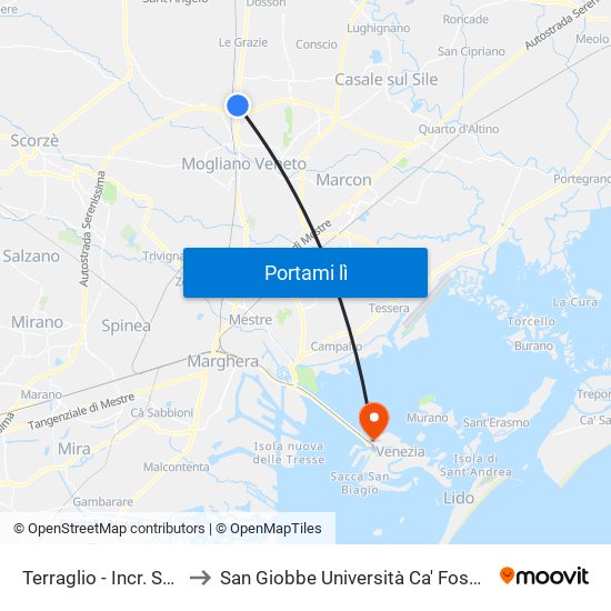 Terraglio - Incr. Sambughe' to San Giobbe Università Ca' Foscari - Economia map
