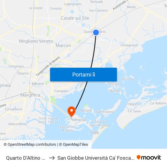 Quarto D'Altino Augusta to San Giobbe Università Ca' Foscari - Economia map