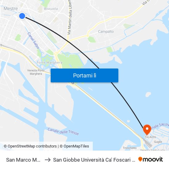 San Marco Manuzio to San Giobbe Università Ca' Foscari - Economia map