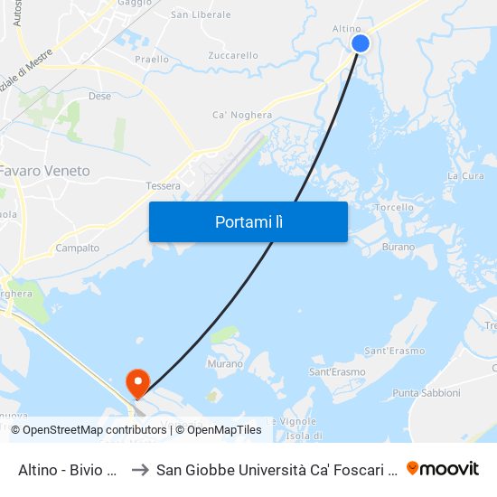 Altino - Bivio Museo to San Giobbe Università Ca' Foscari - Economia map