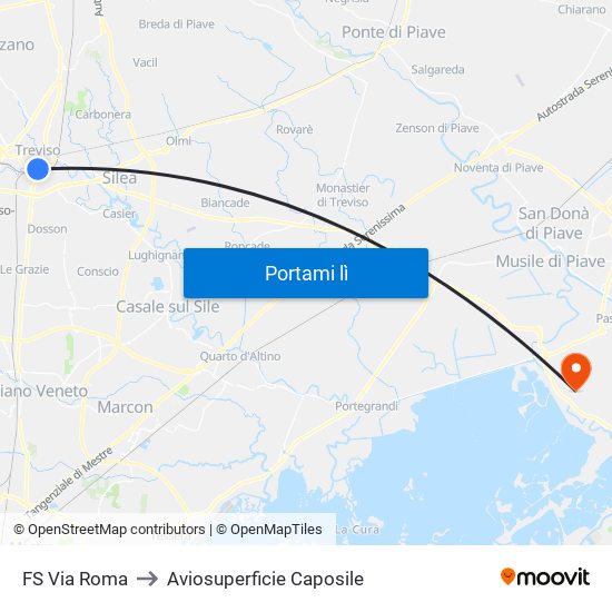 FS Via Roma to Aviosuperficie Caposile map