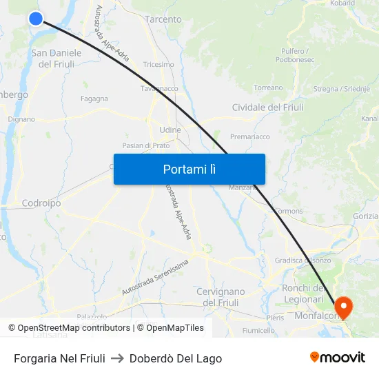 Forgaria Nel Friuli to Doberdò Del Lago map