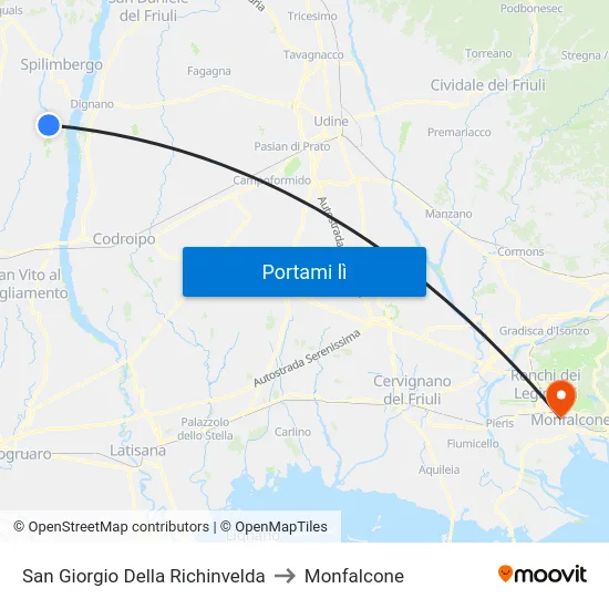 San Giorgio Della Richinvelda to Monfalcone map