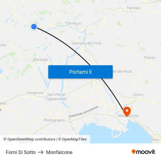 Forni Di Sotto to Monfalcone map