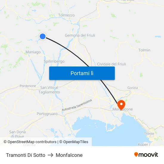 Tramonti Di Sotto to Monfalcone map