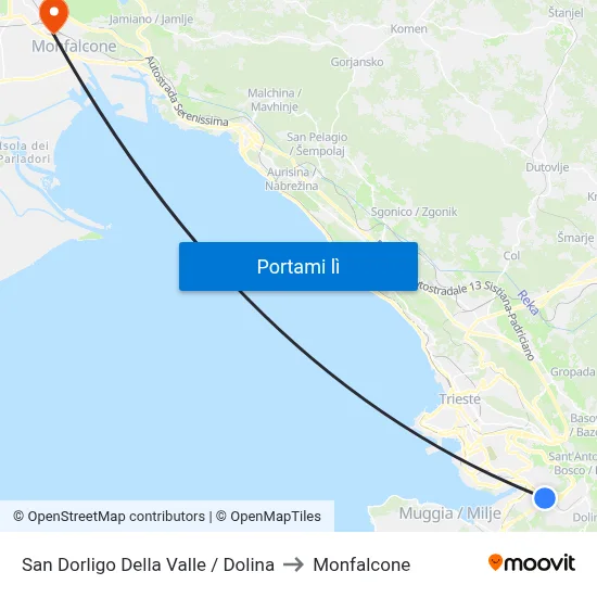 San Dorligo Della Valle / Dolina to Monfalcone map