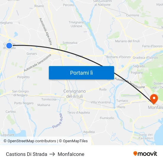 Castions Di Strada to Monfalcone map