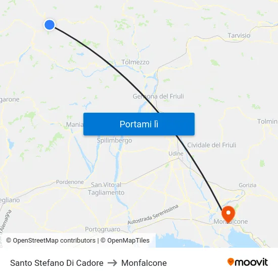 Santo Stefano Di Cadore to Monfalcone map