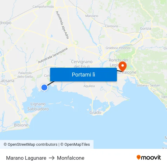 Marano Lagunare to Monfalcone map