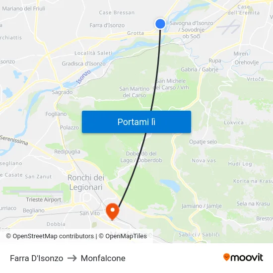 Farra D'Isonzo to Monfalcone map
