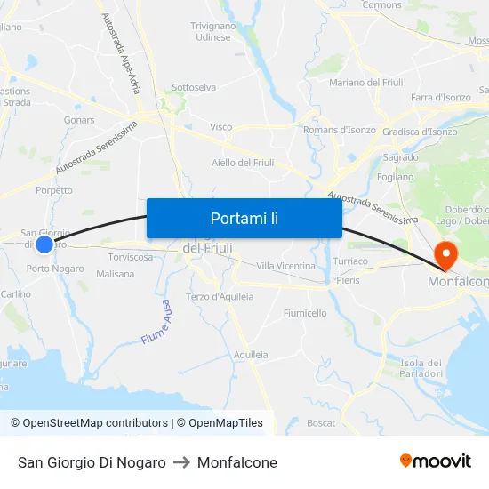 San Giorgio Di Nogaro to Monfalcone map