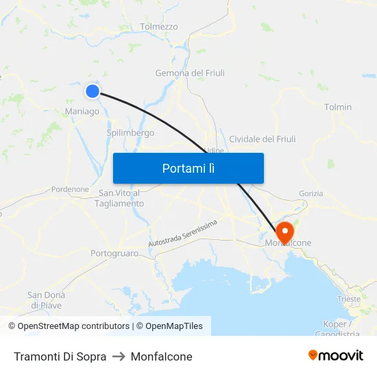 Tramonti Di Sopra to Monfalcone map
