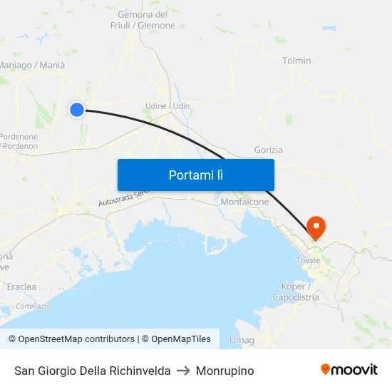San Giorgio Della Richinvelda to Monrupino map