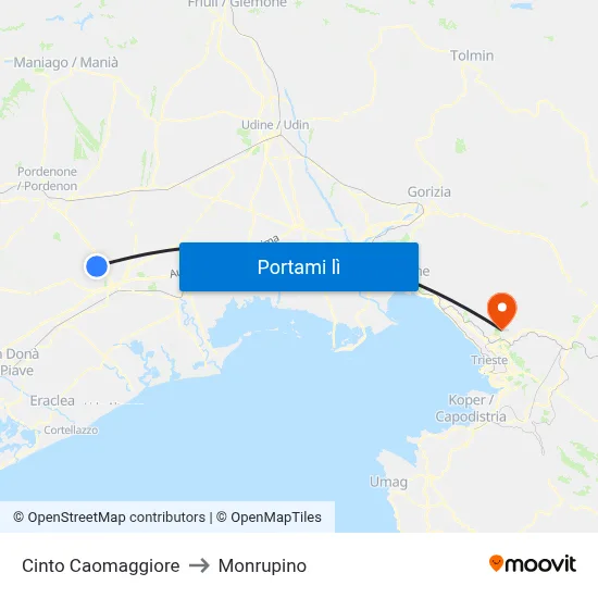 Cinto Caomaggiore to Monrupino map