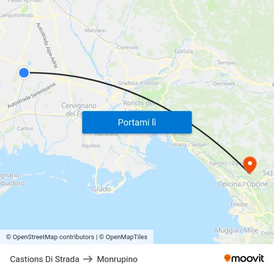Castions Di Strada to Monrupino map