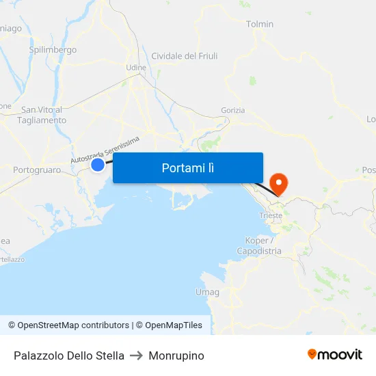Palazzolo Dello Stella to Monrupino map