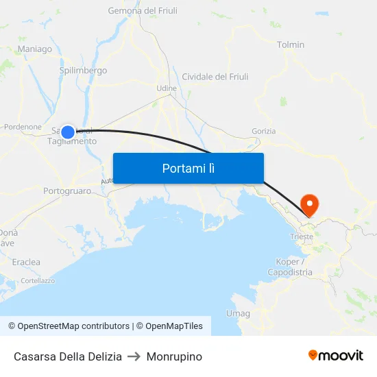 Casarsa Della Delizia to Monrupino map