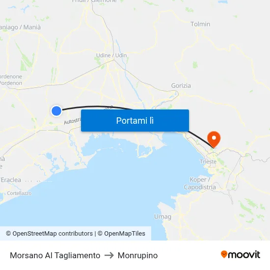 Morsano Al Tagliamento to Monrupino map