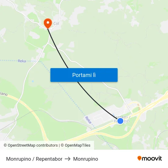 Monrupino / Repentabor to Monrupino map